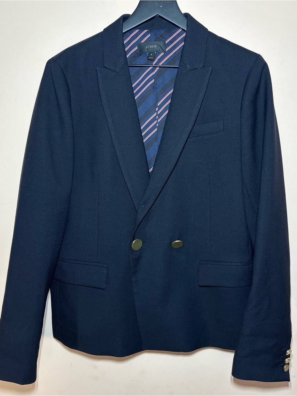 J.Crew Dover Navy Wool Gold Button Blazer Size 12